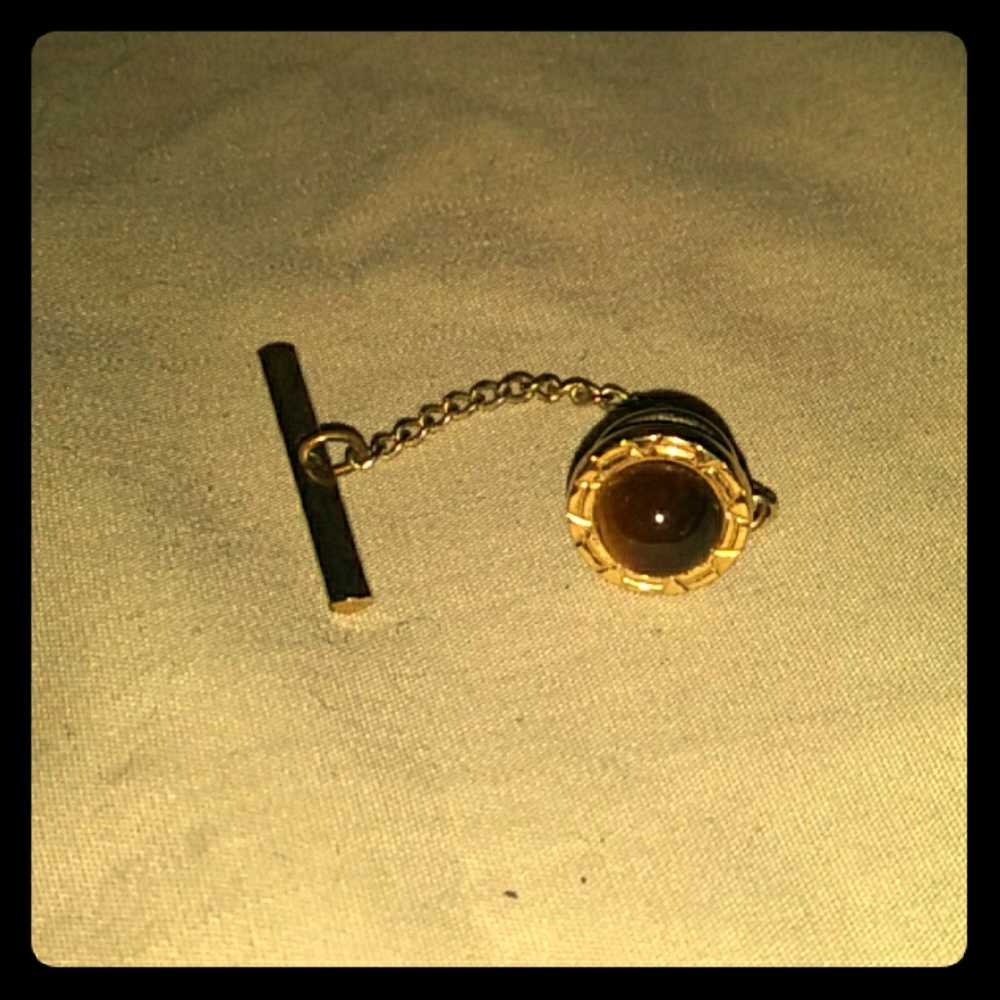 Gold Plated Tiger Eye Tie Tac